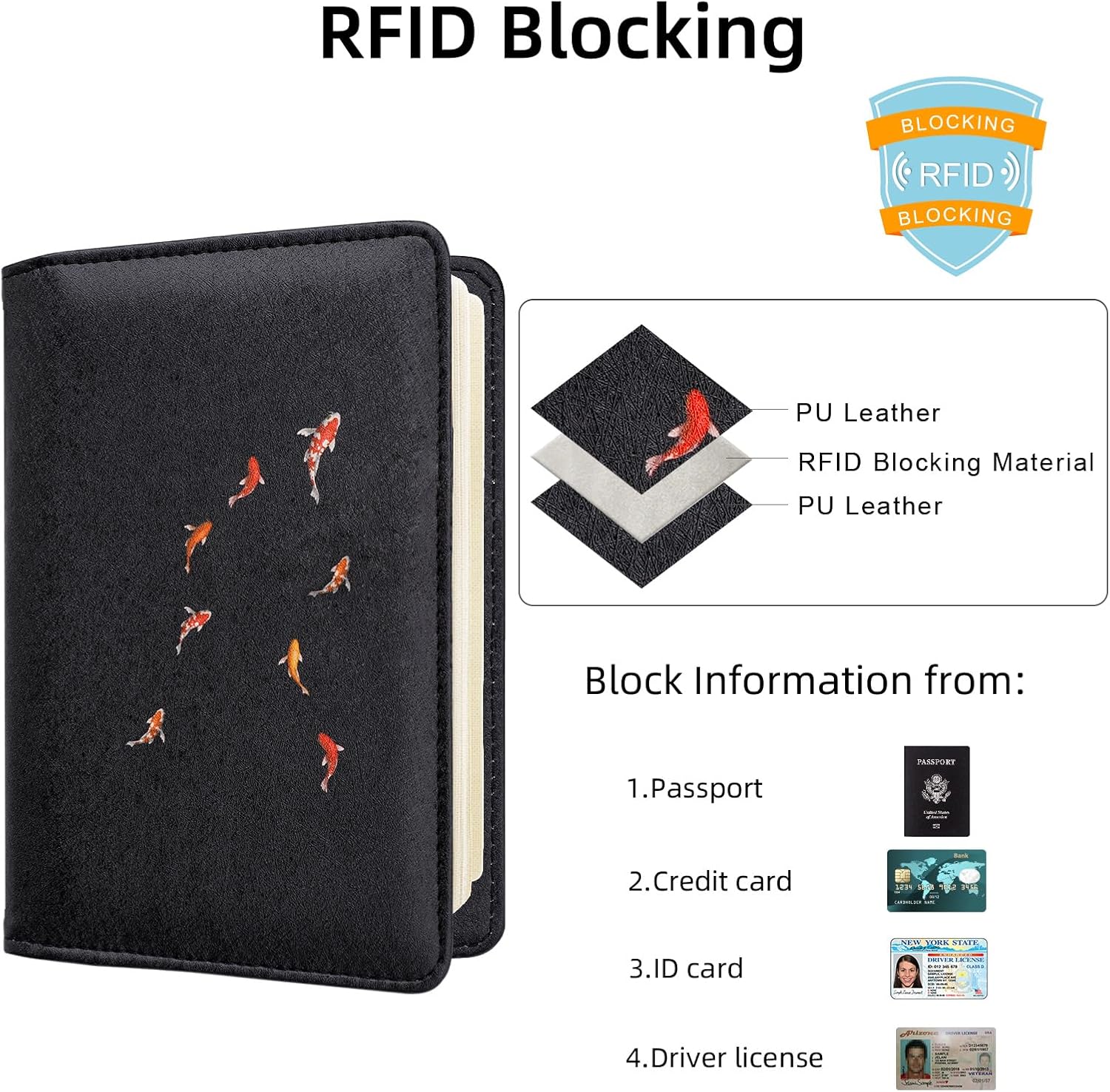 Thumbnail 4 de WALNEW PU Leather Passport Holder with RFID protection and card slots