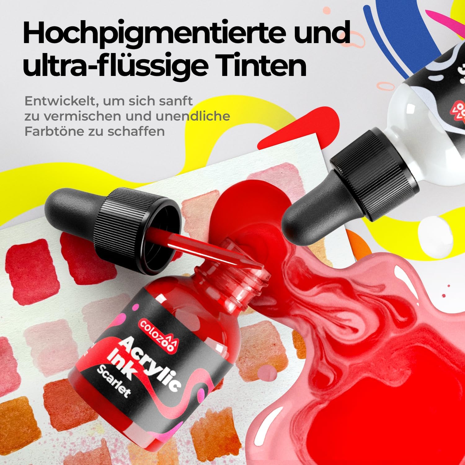 Thumbnail 6 de Colozoo Acrylic Ink Set 8x20 ml – permanente Acryl-Tinte (6 Grundfarben & 2 Neonfarben)