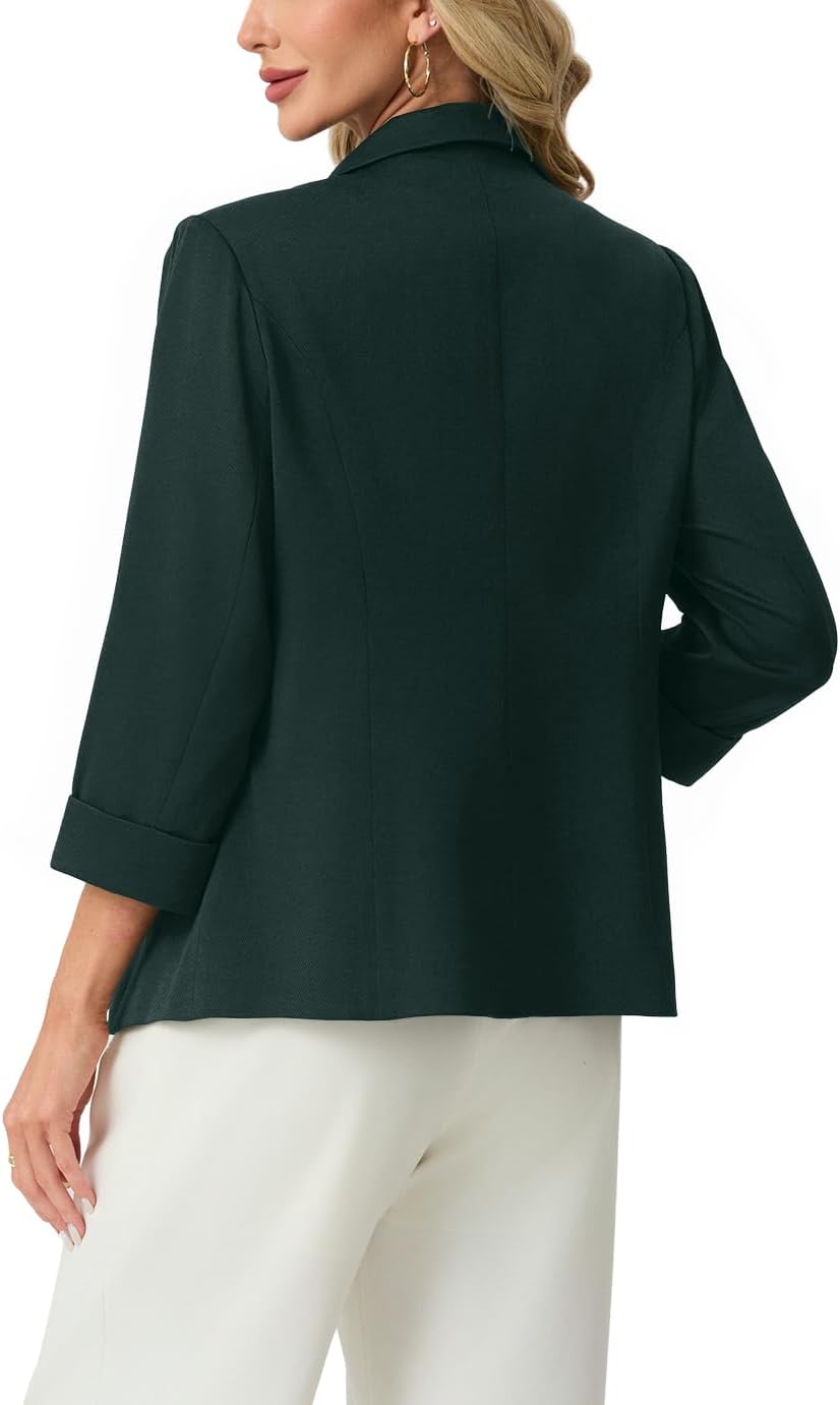 Detalle de GRECERELLE Women's 3/4-Sleeve Work Blazer with Peaked Lapel and Pockets
