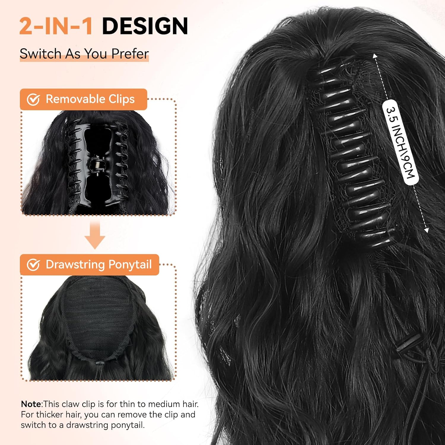 Thumbnail 3 de ZQIAN BEAUTY 30 Inch Clip-On Ponytail Extension — Long Curly, Blonde with Bleach Blonde Ends