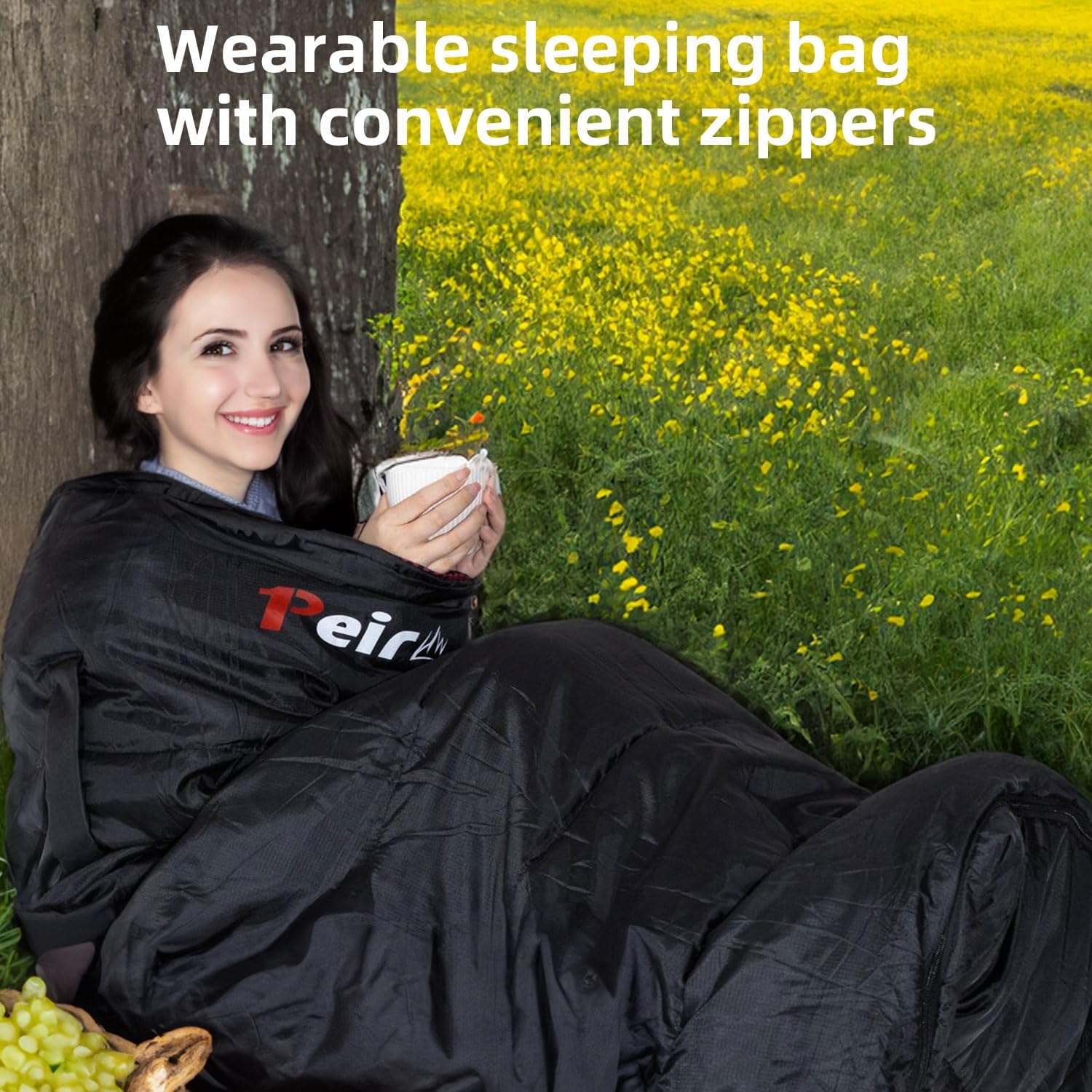 Detalle de Peirhw XL sleeping bag, extra wide 3 seasons