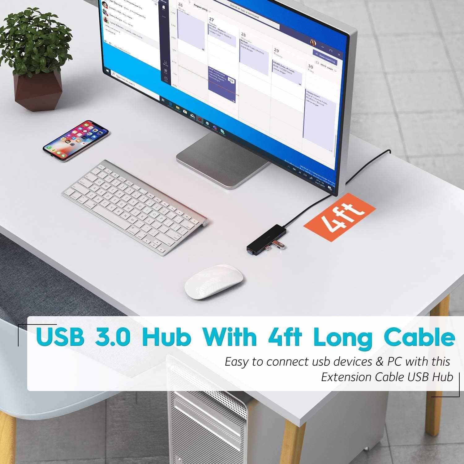 Thumbnail 3 de Aceele USB 3.0 4-Port Hub with 1.2m Extension cable – Ultra-Slim Multiport Expander