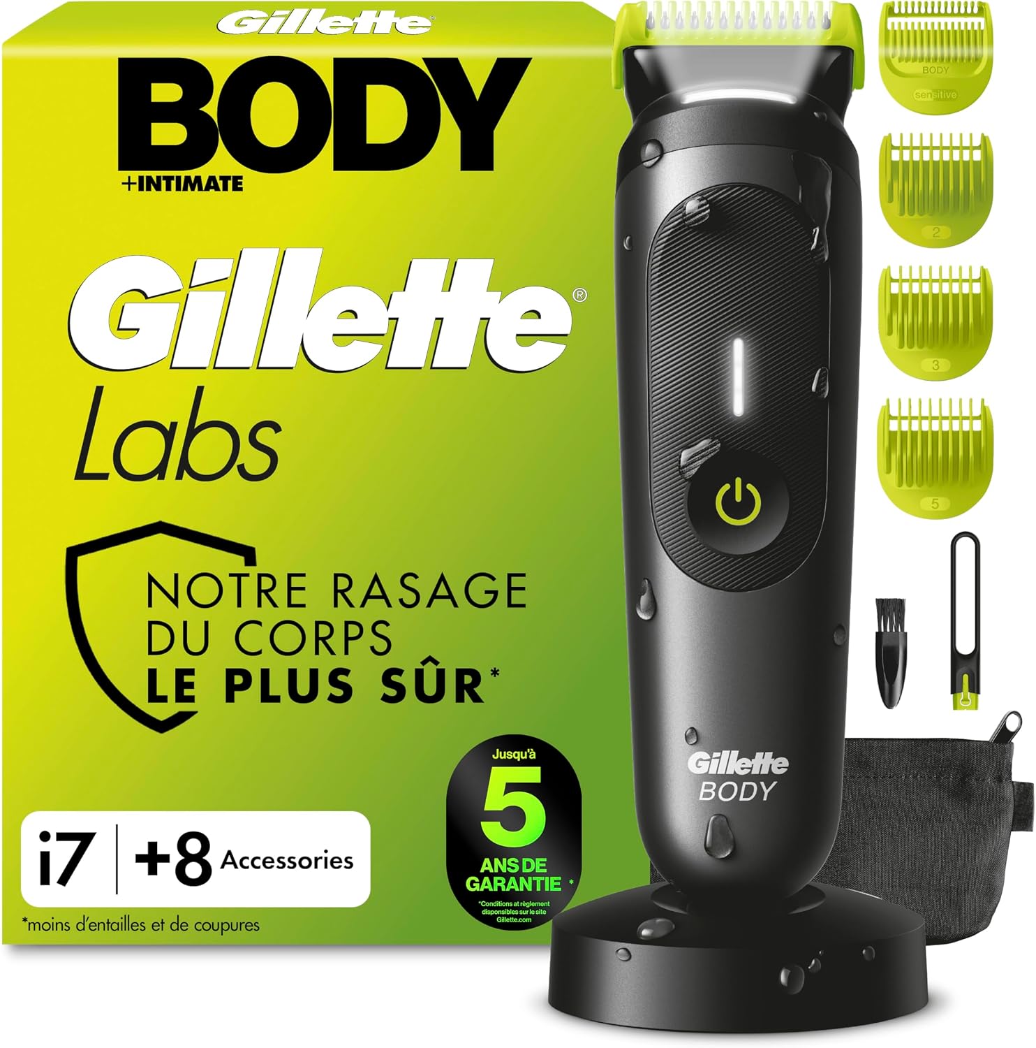 Detalle de Tondeuse Gillette Labs Body + Intimate Homme i7 : corps, zones intimes et usage sous la douche