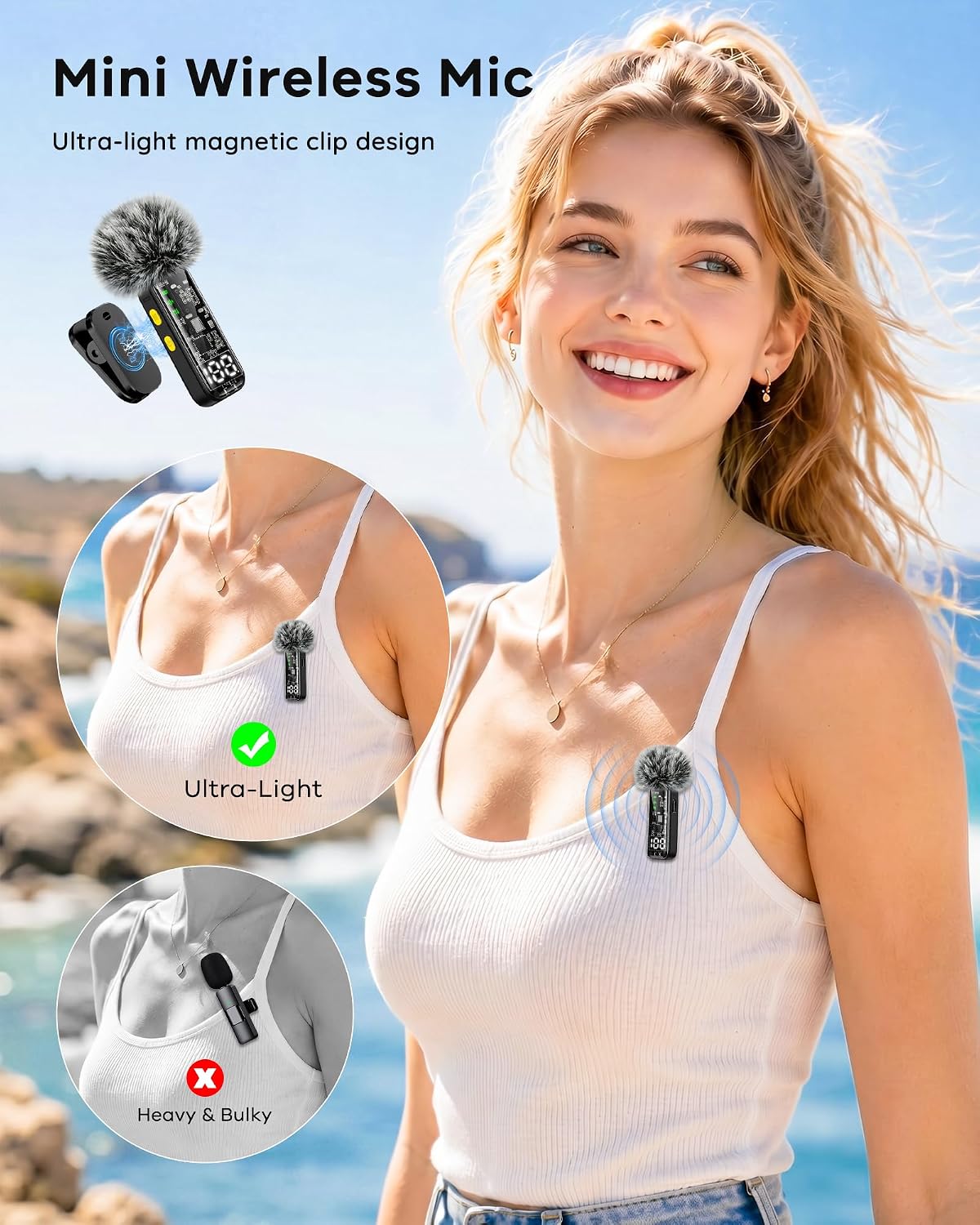 Detalle de Gicorino wireless lavalier microphones 4-pack