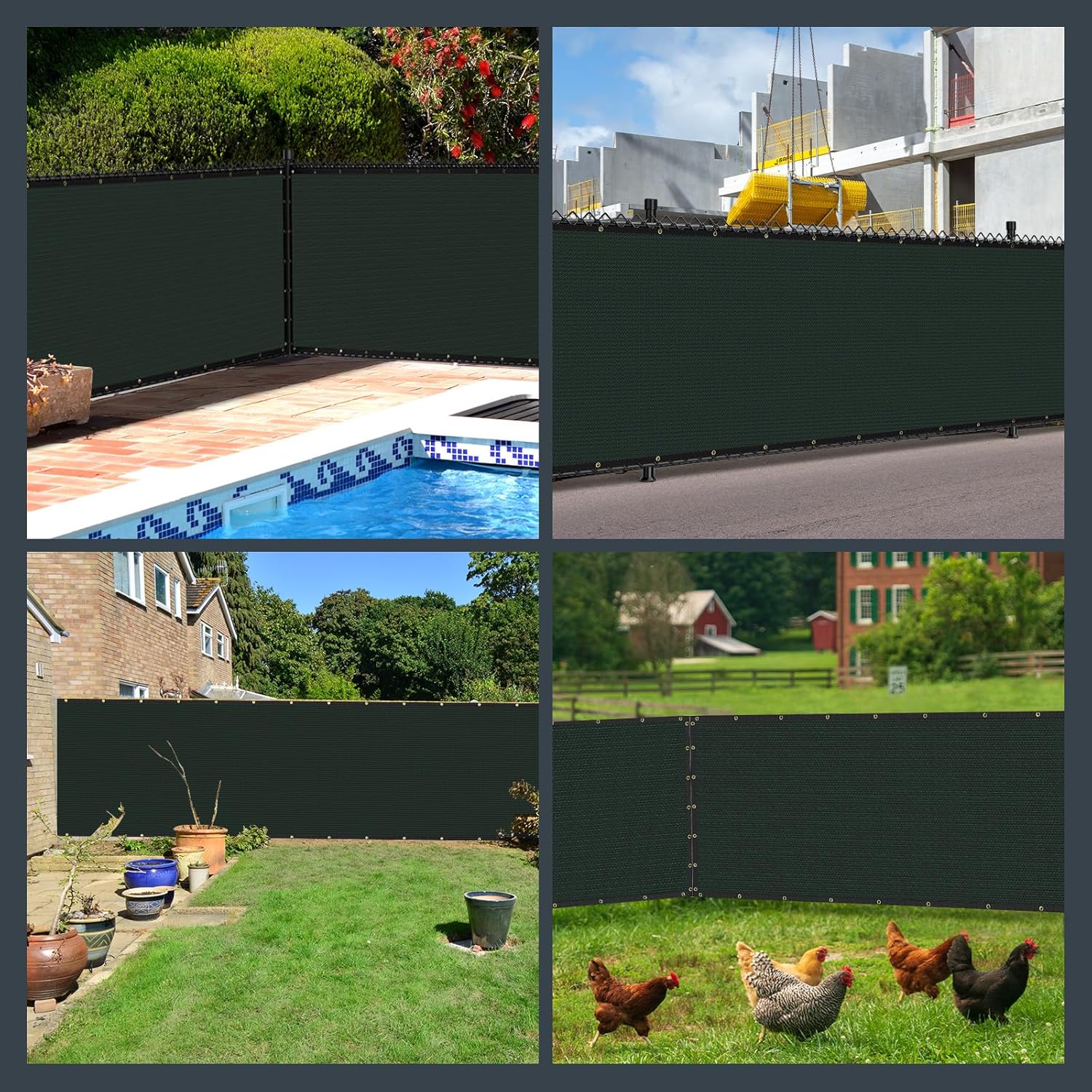 Detalle de Kesfitt 6x50FT Chain Link Fence Privacy Screen — 90% Privacy, Dark Green HDPE with Brass Grommets