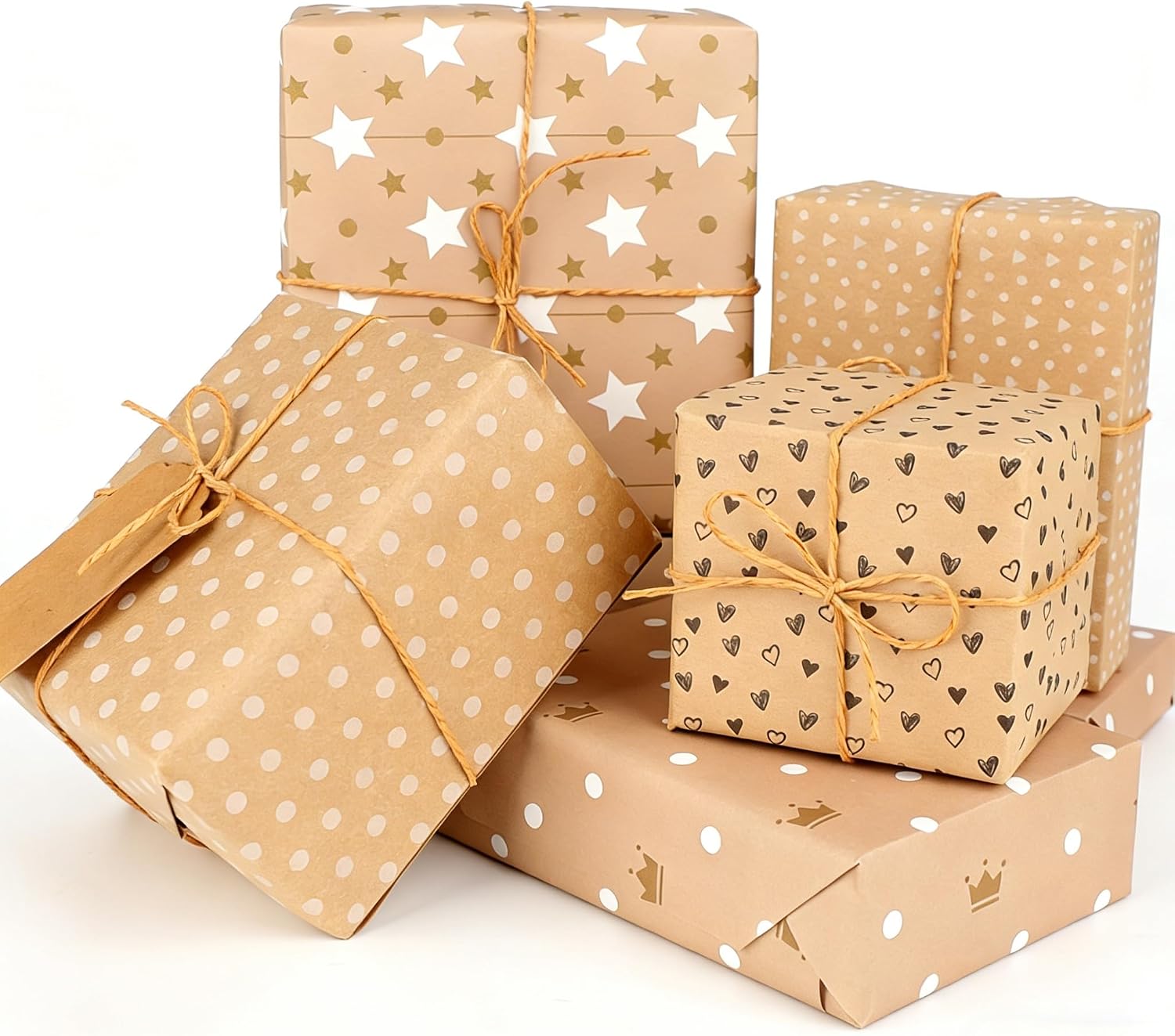 Detalle 2 de ZCOINS vintage kraft cadeaupapier set, 8 vellen van 50 x 70 cm met 8 dessins