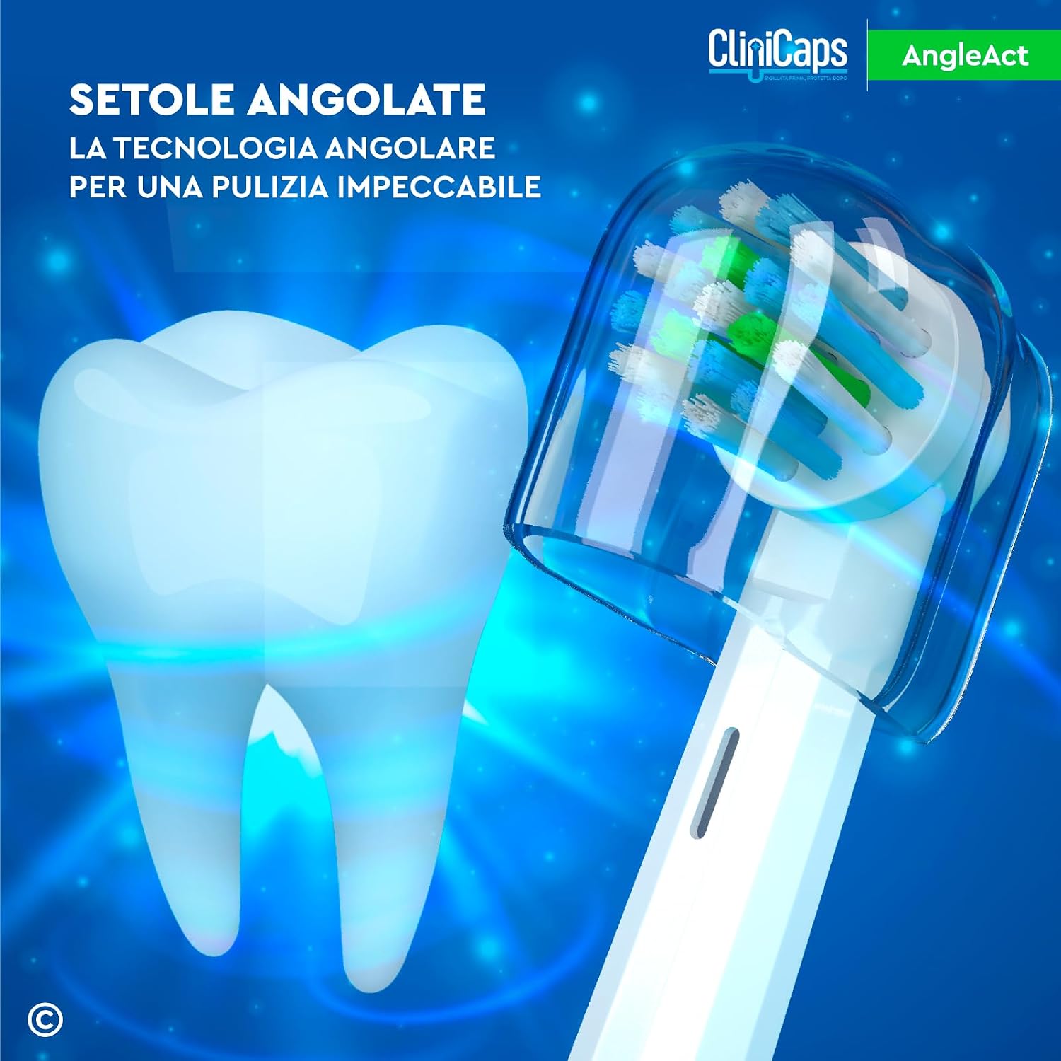 Detalle de 24 Testine Spazzolino Elettrico AngleAct Ricambio Compatibile con Oral-B: protezione, igiene e pulizia profonda