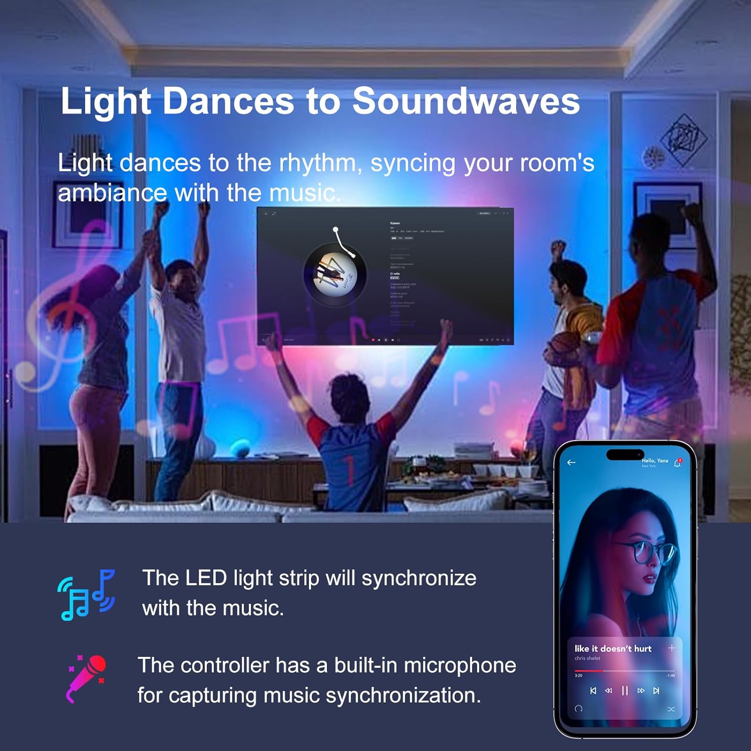 Detalle de FBY 200 FT LED Strip Lights, Music Sync, App and Remote Control