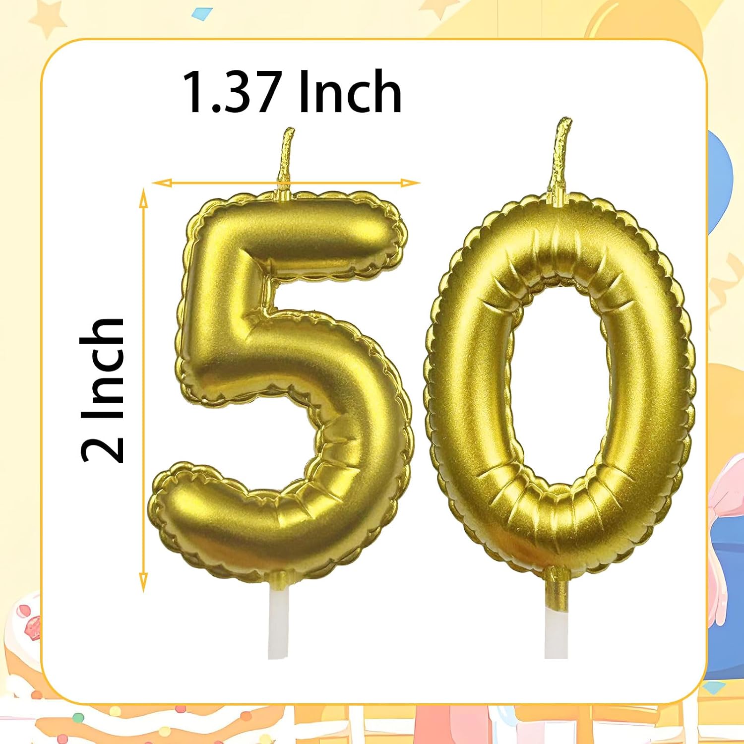 Thumbnail 4 de Gold 60th Birthday Candles & Balloons Number Candle Cake Topper Set