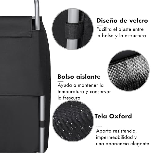 Thumbnail 4 de Carro de Compra Plegable T-LOVENDO.ES de 2 ruedas grandes, con bolsa desmontable e impermeable (hasta 25 kg)