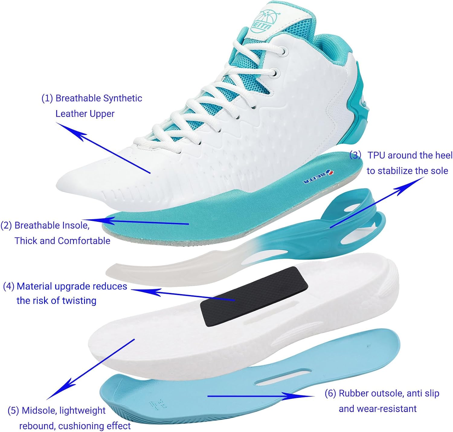 Thumbnail 3 de Beita Basketball Shoes, Synthetic Leather