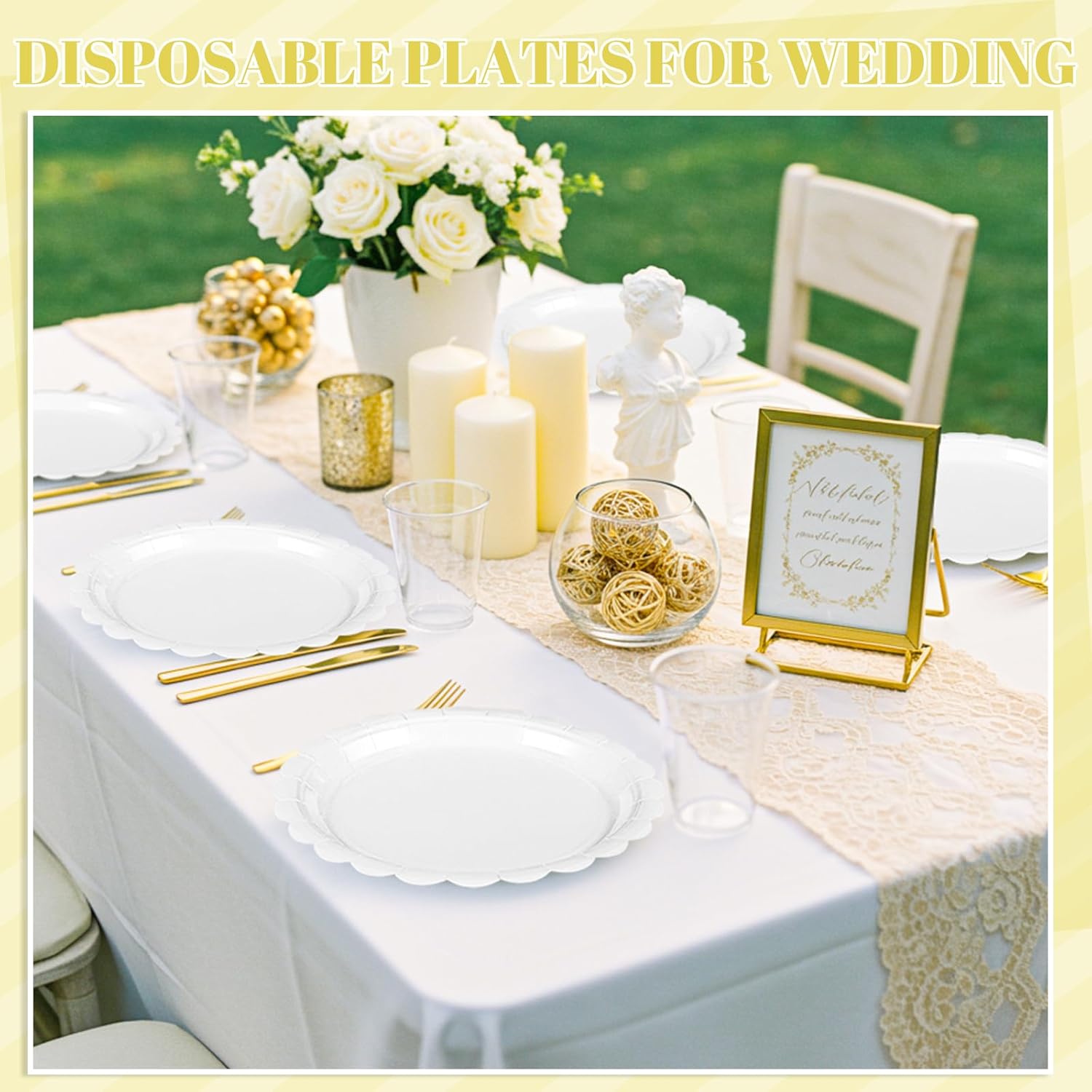 Thumbnail 5 de NatNarr 30-Pack 9-Inch Disposable Scalloped Graduation & Party Paper Plates (White)