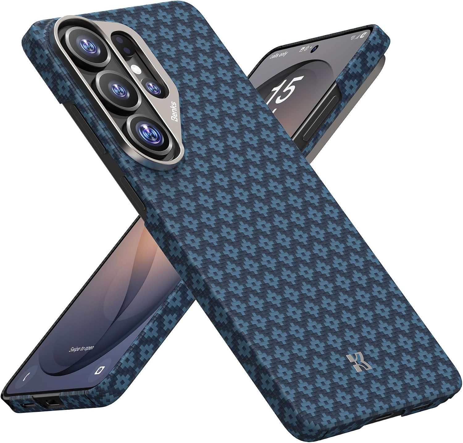 Detalle de BENKS ArmorGrid ArmorAir Case for Samsung Galaxy S26 Ultra (Azure Blue) with Kevlar Aramid and MagSafe Compatibility