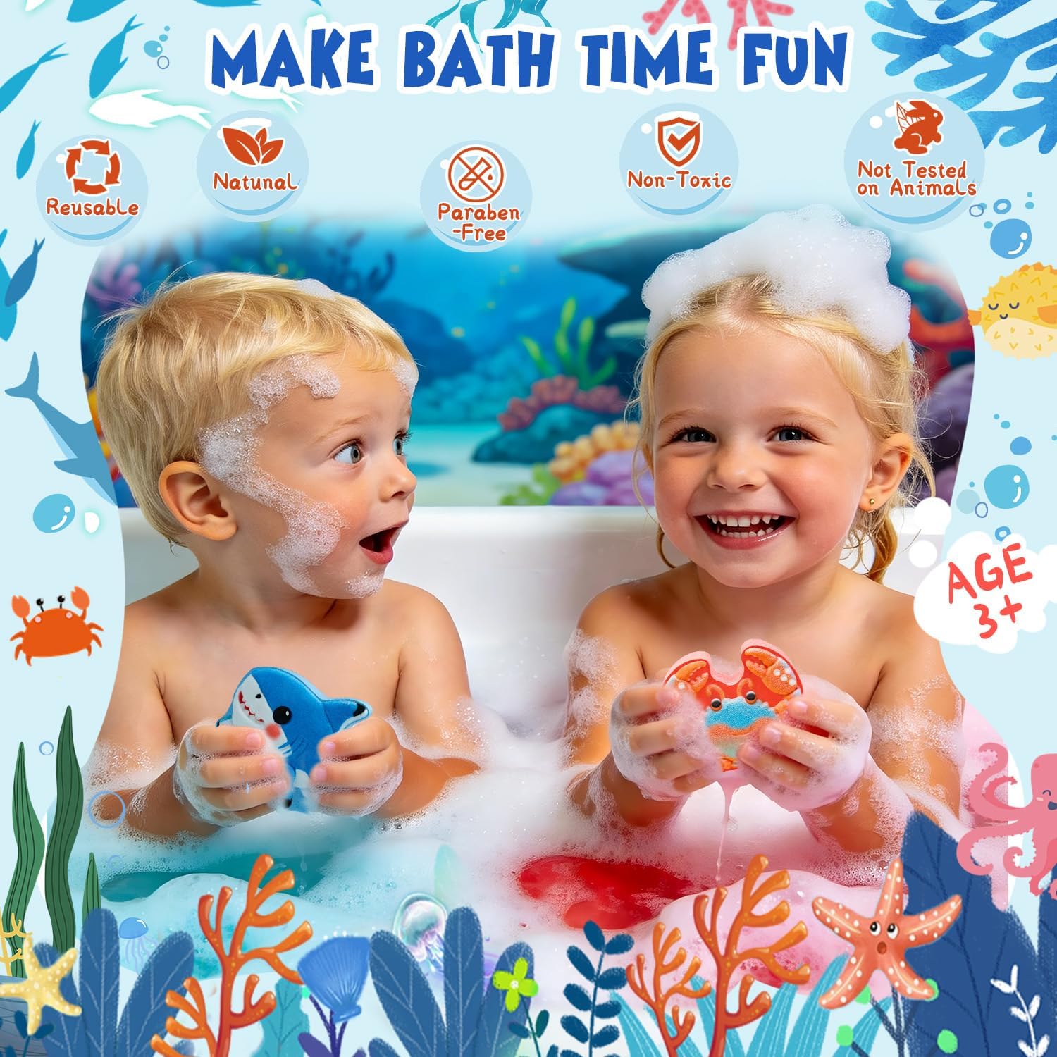 Detalle de Suyfeifan Halloween Bath Bombs for Kids, 6-Pack Marine Shapes & Fruit Scents