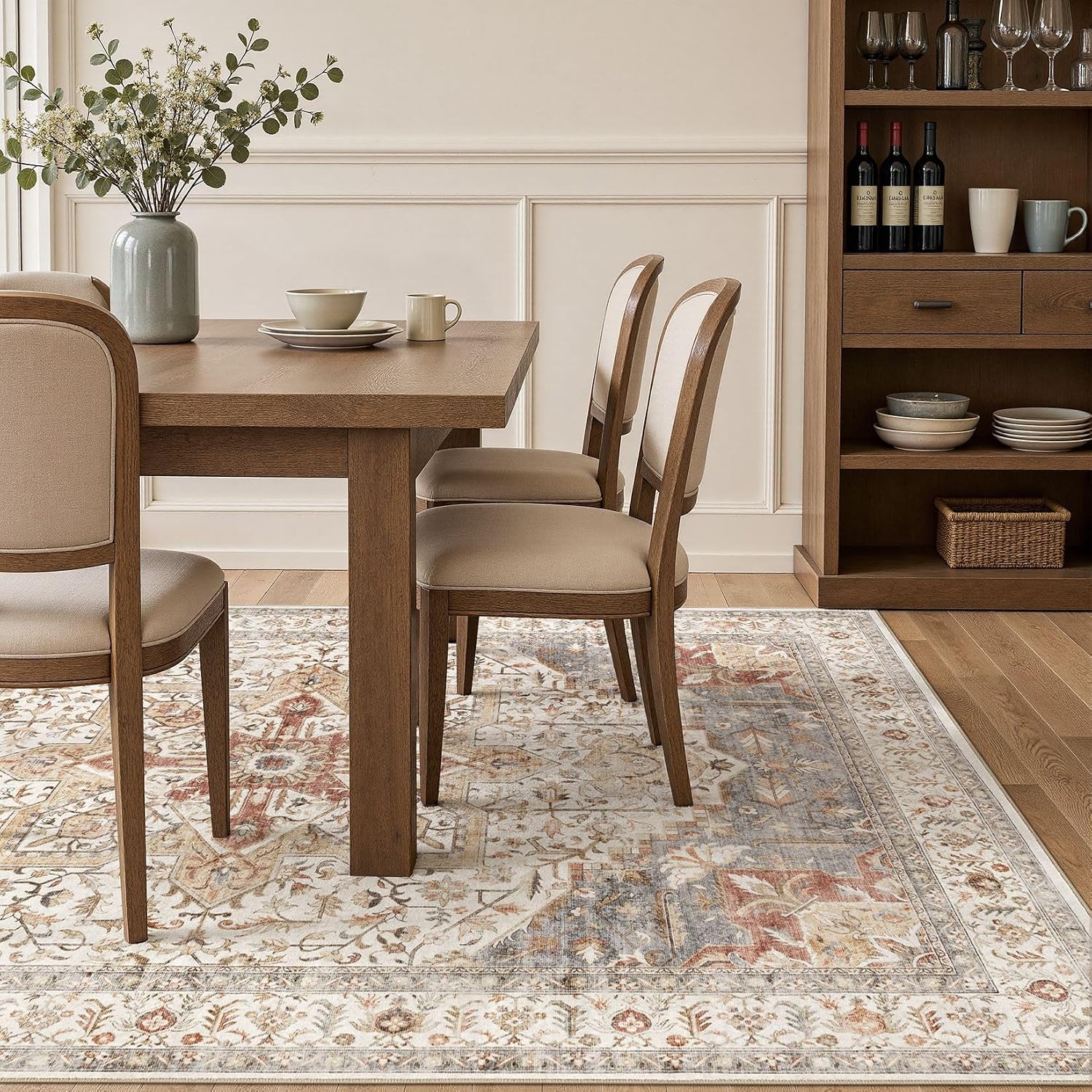 Thumbnail 6 de Tortania Area Rug Living Room Rugs 9x12 Washable Boho Vintage Oriental Distressed (Orange Multi)