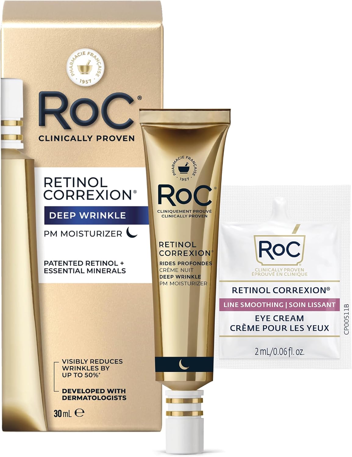 Detalle de RoC ROC RC DEEP WRINKLE CREAM 30ML+PKT Night Cream with Retinol