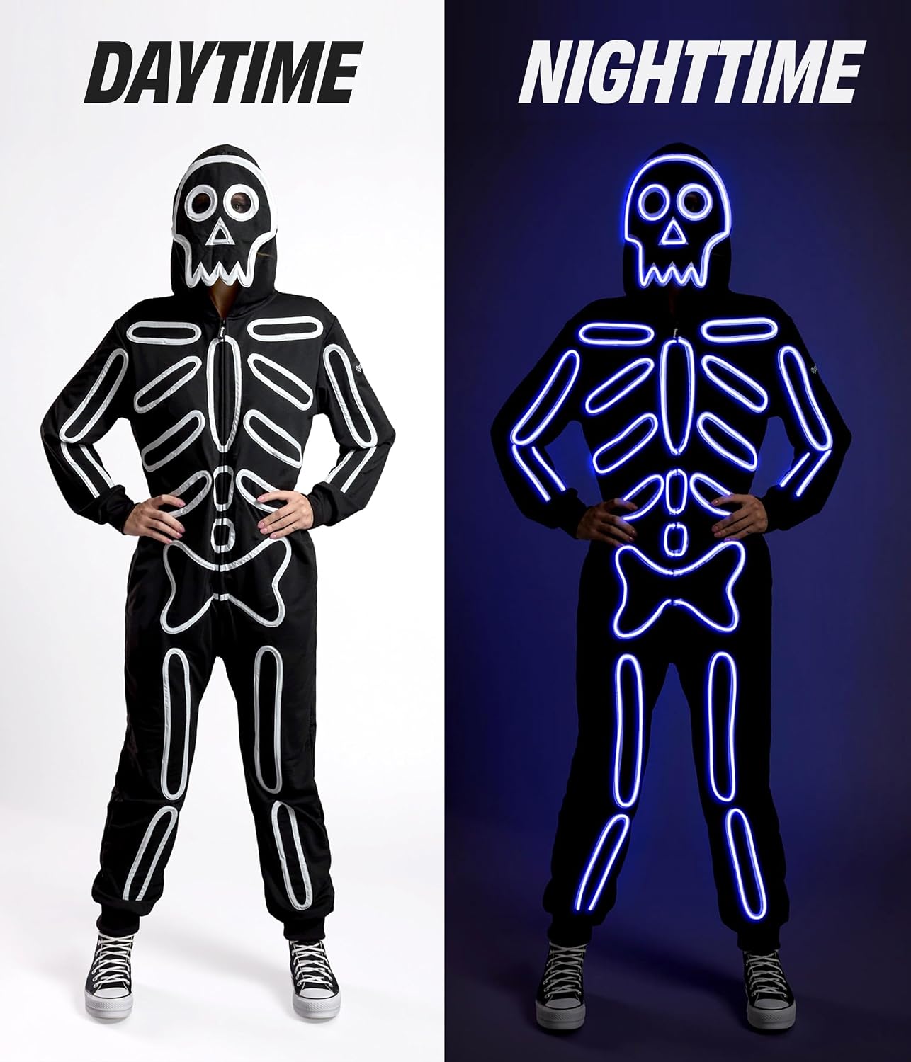 Detalle 2 de Tipsy Elves Men's Skeleton Costume Jumpsuit