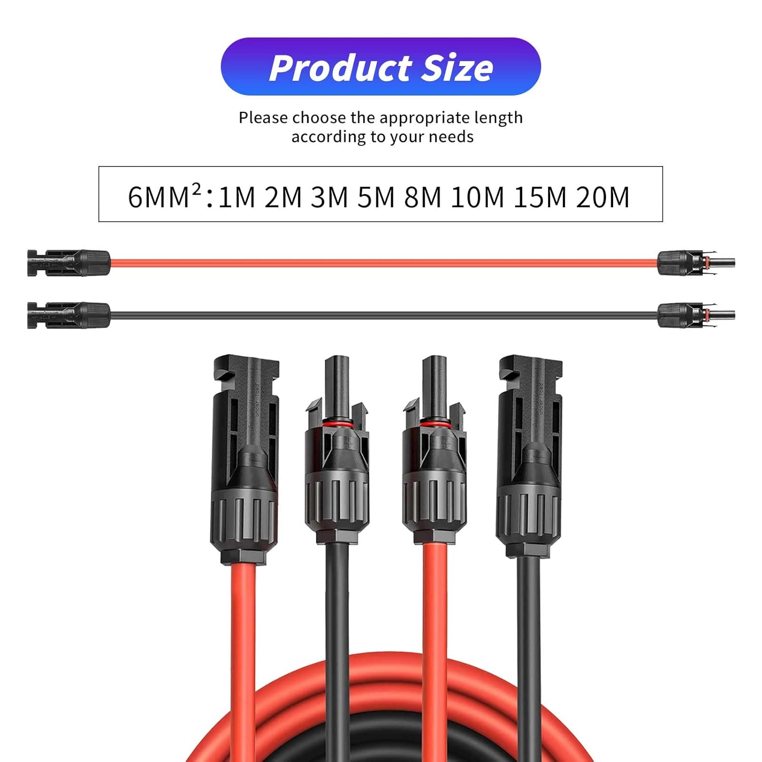 Thumbnail 6 de Gbformat Solarkabel Verlängerung 6mm², 3 Meter – IP67 Photovoltaik Kabel mit Stecker