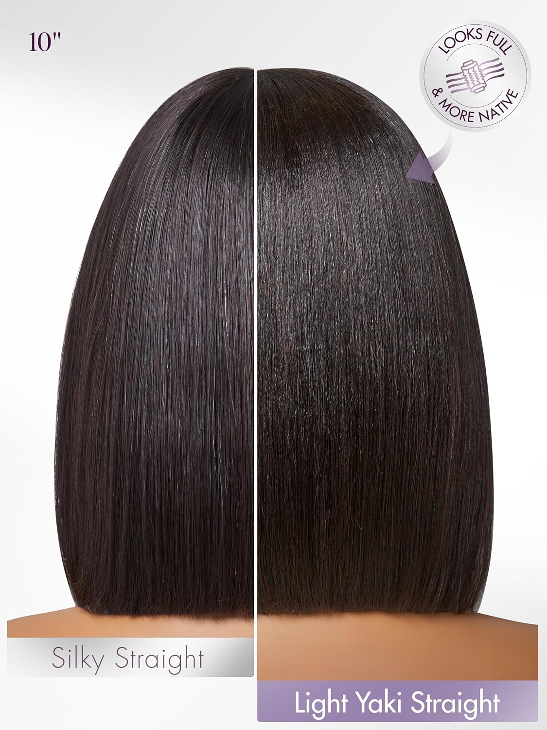 Detalle de LUVME HAIR 12 Inch Light Yaki Straight Bob Wig with Bangs – Glueless, 180 Density, Realistic HD Lace