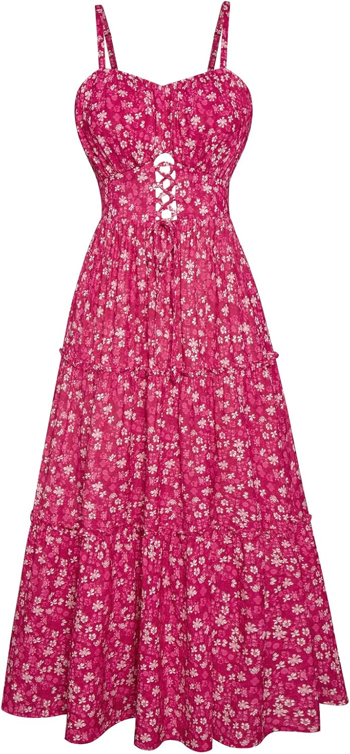 Thumbnail 6 de GRACE KARIN Robe d'été pour Femme – robe florale A-Line à bretelles avec poches