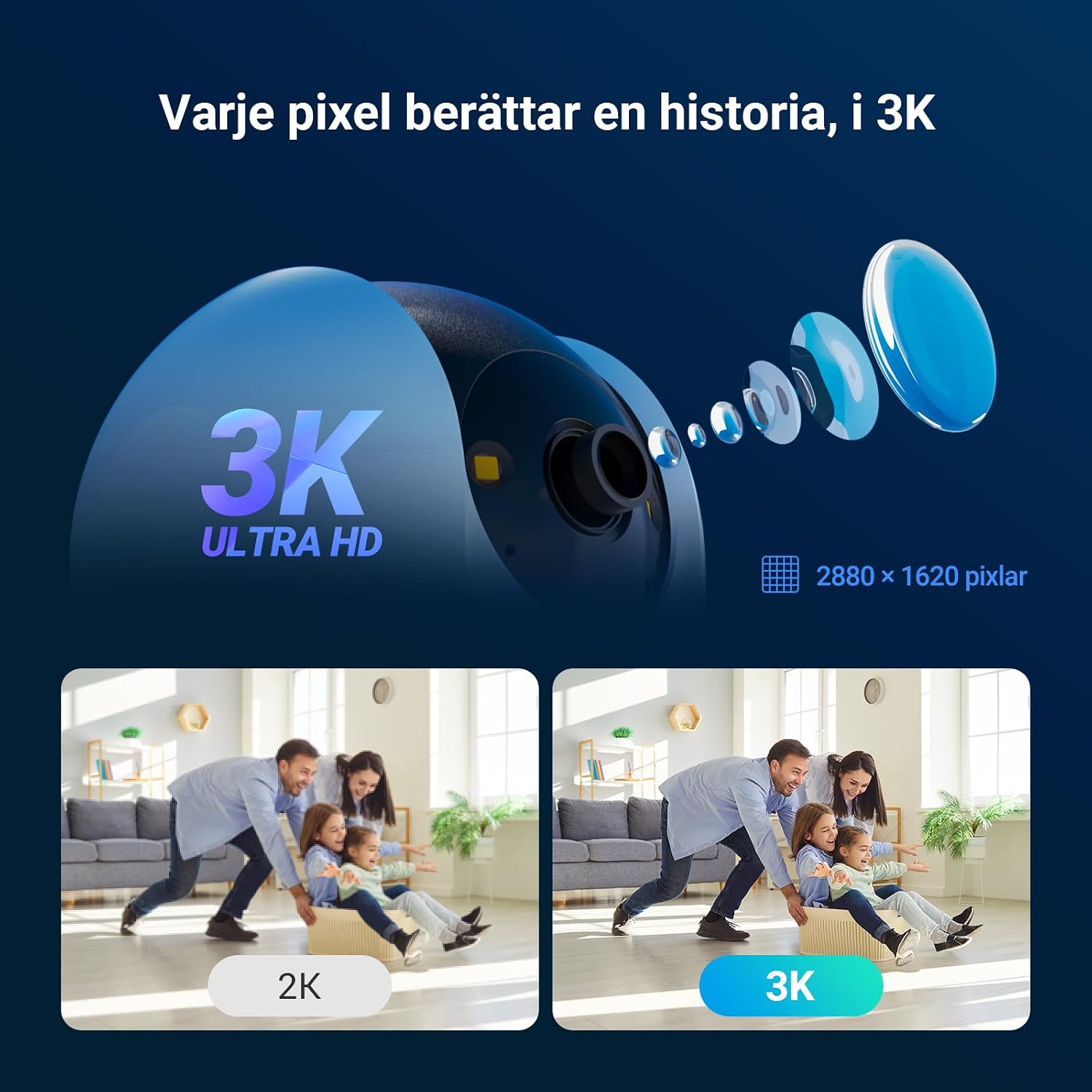 Detalle de EZVIZ C6N G1 3K inomhuskamera med 3K-video och färgnattseende