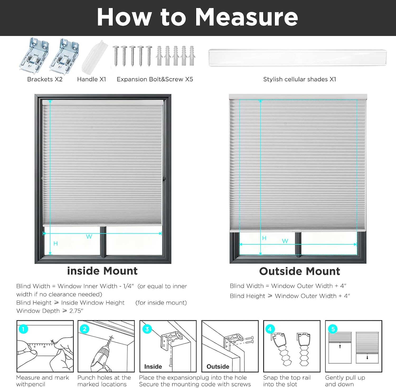 Detalle de Joydeco Blackout Cellular Shades 35" x 64