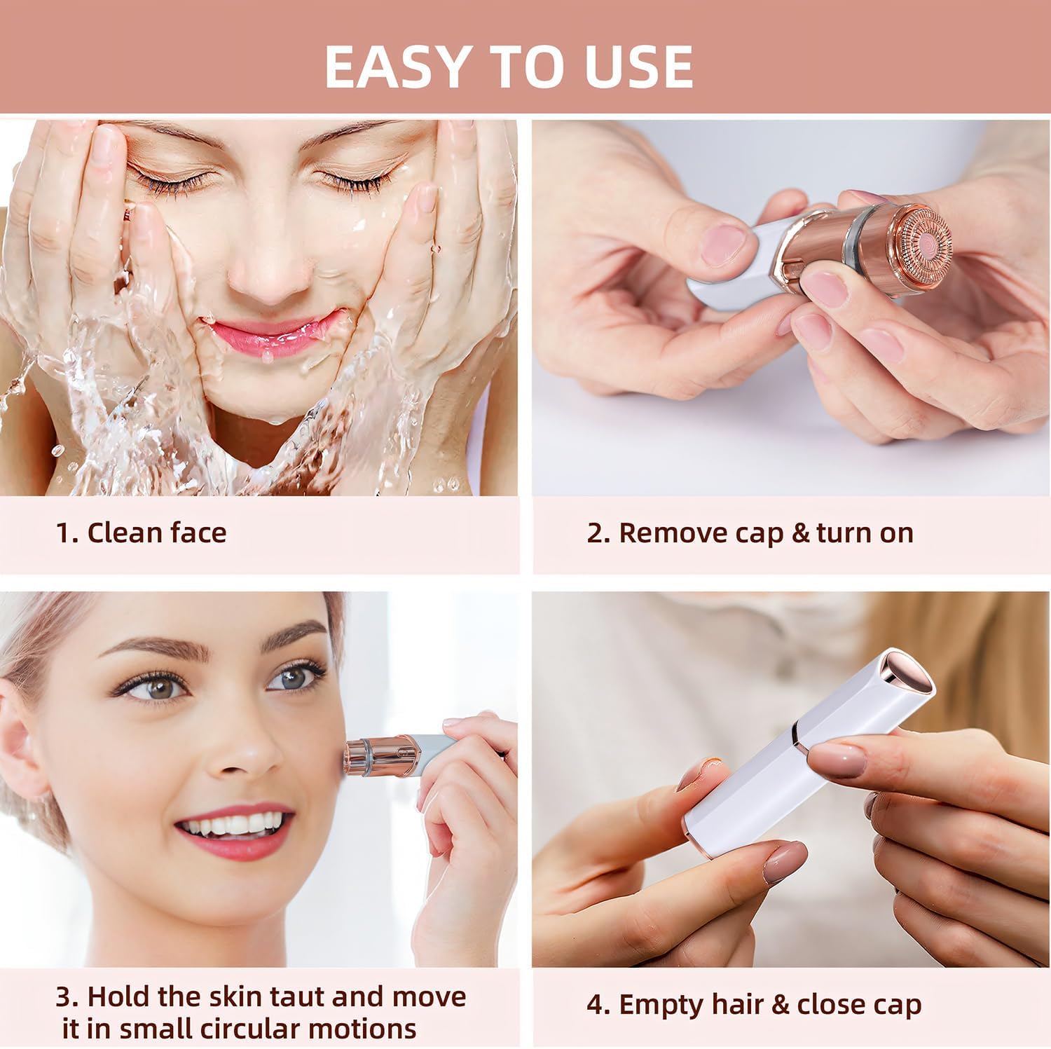 Detalle de Electric Rechargeable Facial Hair Remover for Women with LED Light and 2 Replacement Heads