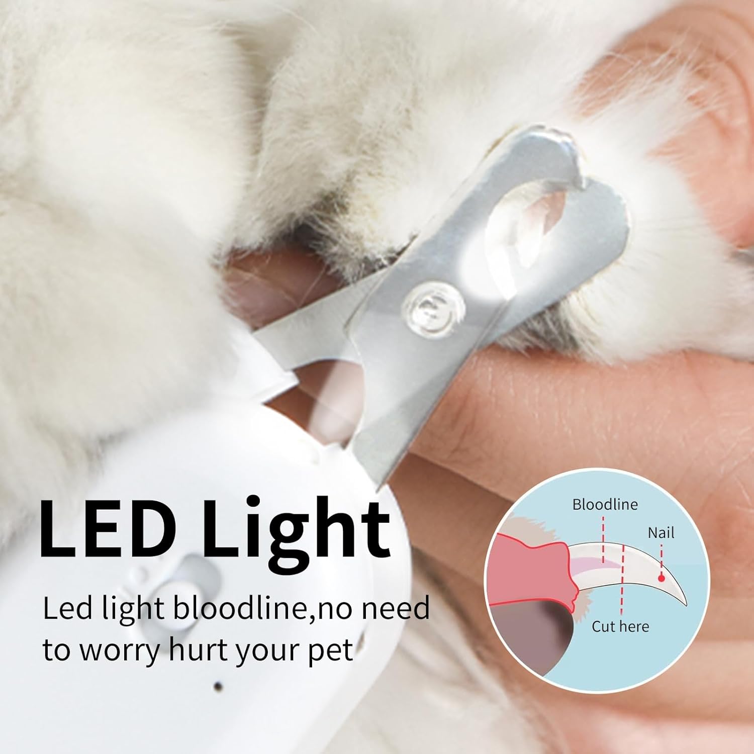 Thumbnail 1 de PAKEWAY Coupe-Griffes LED & UV pour Chats et Chiens — Tondeuse Ergonomique, Rechargeable USB