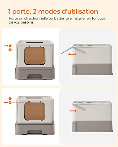 Thumbnail 7 de Feandrea Bac à Litière Fermé XXL – Maison de Toilette avec Plateau Amovible