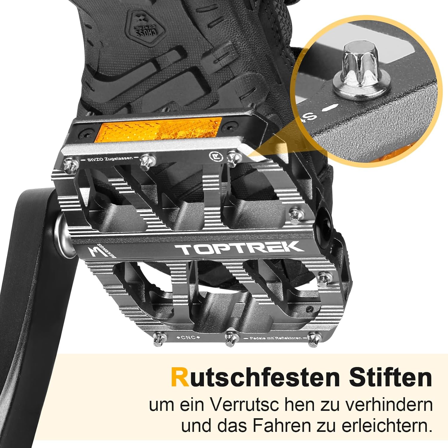 Thumbnail 4 de toptrek Fahrradpedale mit StVZO Zulassung – CNC Aluminium, rutschfest, 3 Lager, Reflektoren