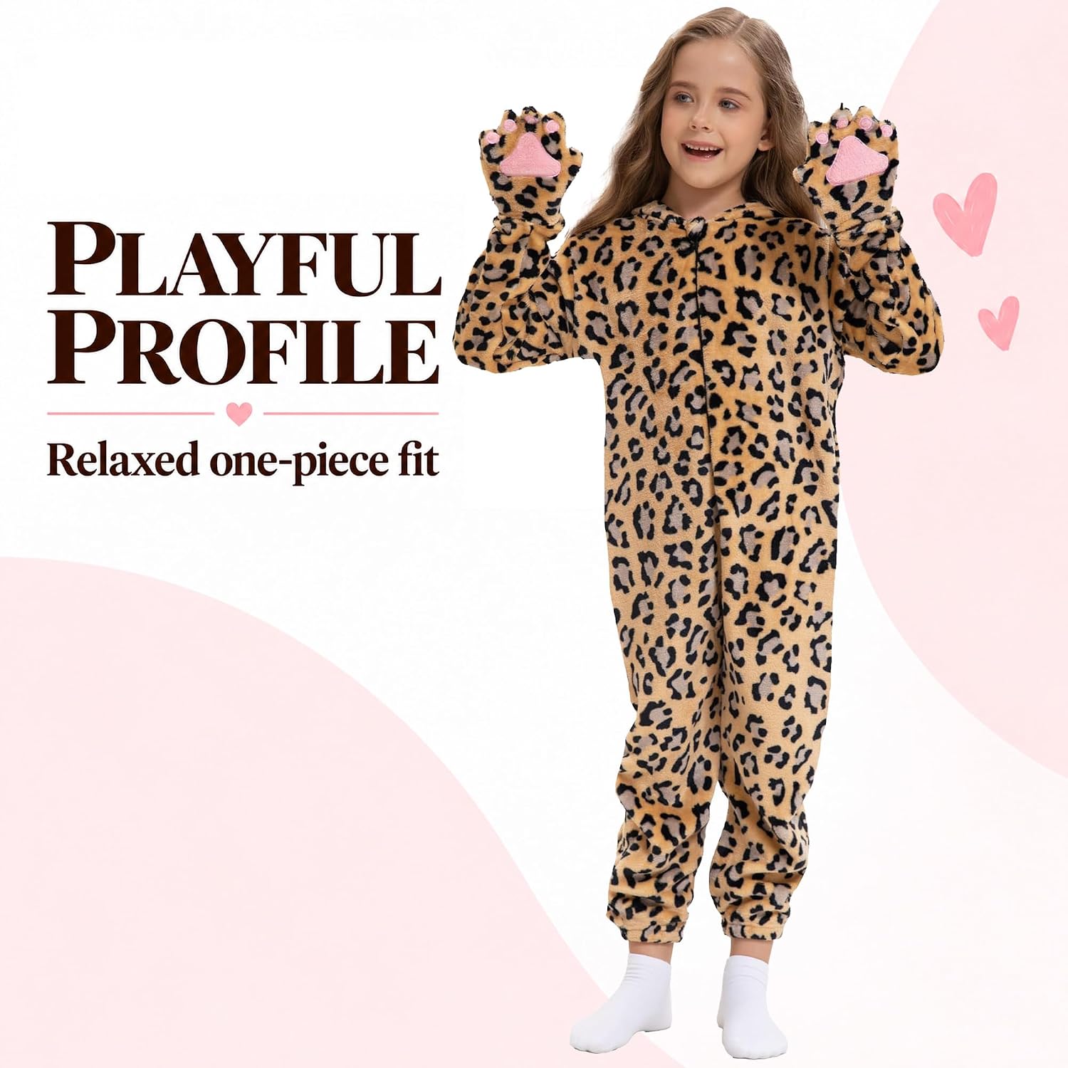 Detalle de Corespe Cat Costume Kids’ Onesie with Pointed Ears, Tail and Paw Prints