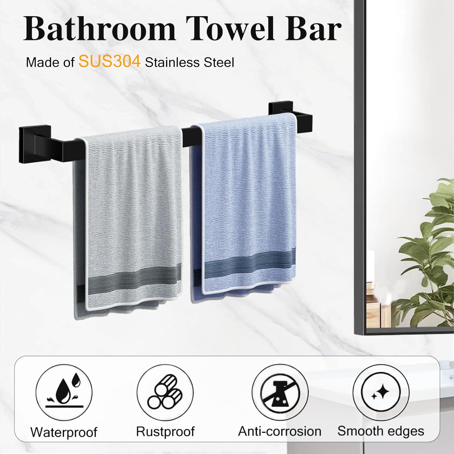 Thumbnail 3 de HBVUQ YS-5PCS Matte Black Stainless Steel Bathroom Hardware Set