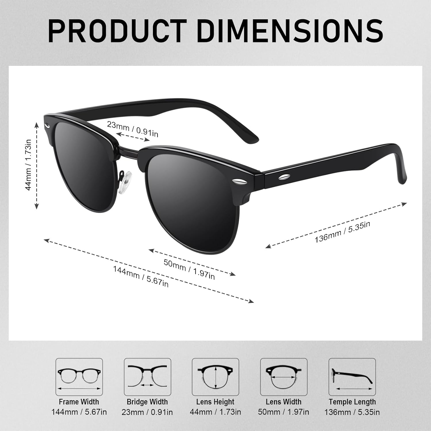 Thumbnail 4 de GQUEEN Horn Gestell Halbrahmen Sonnenbrille
