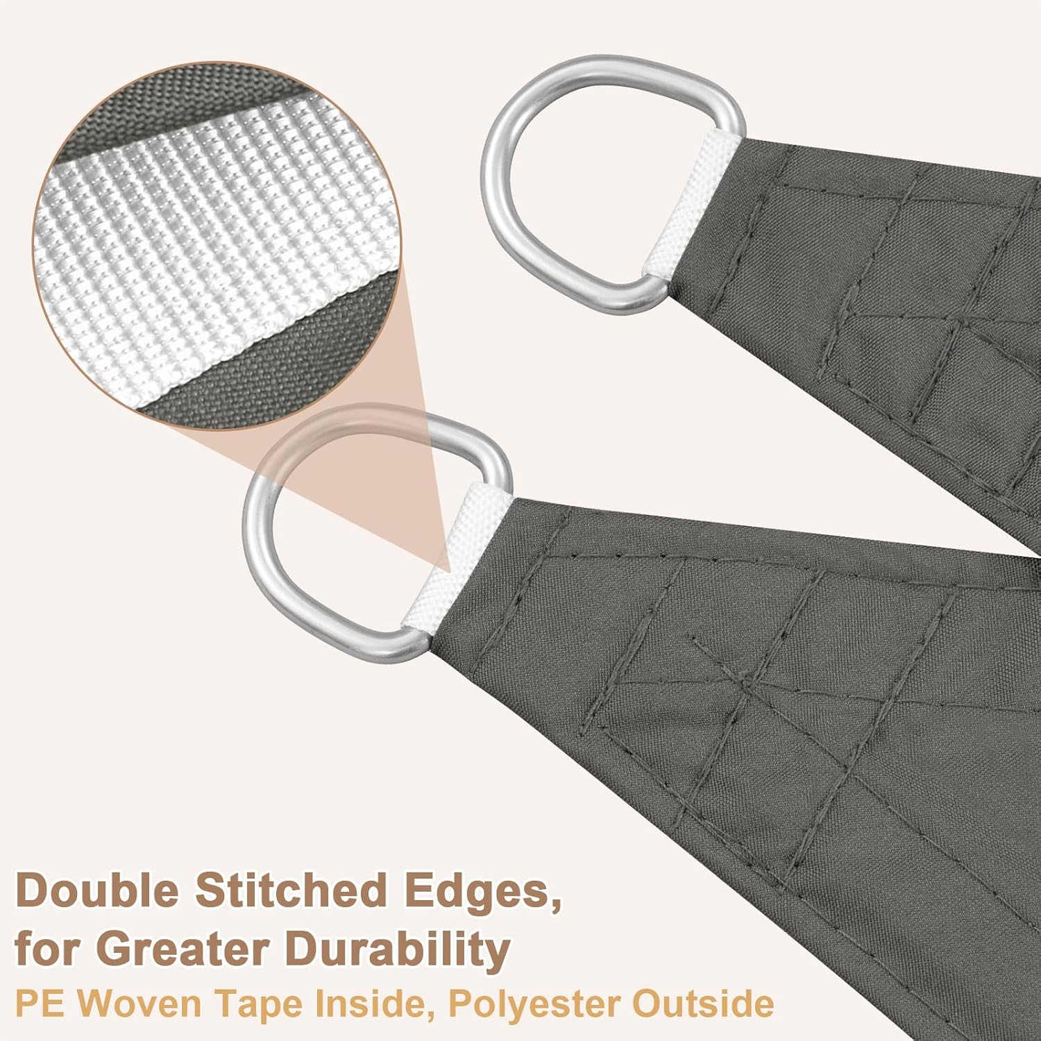 Thumbnail 5 de WOLTU Voile d’ombrage imperméable en PES 200 g/m², 3x4 m, gris foncé, avec œillets et cordes