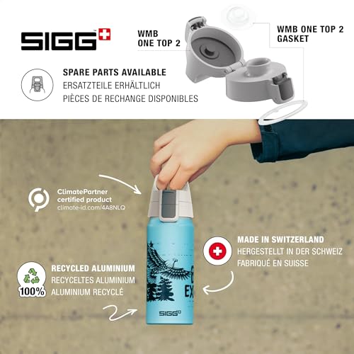 Detalle 2 de Sigg WMB ONE Brave Lion – Alu Trinkflasche Kinder 0,6 L, Moosgrün, auslaufsicher, BPA-frei, klimaneutral