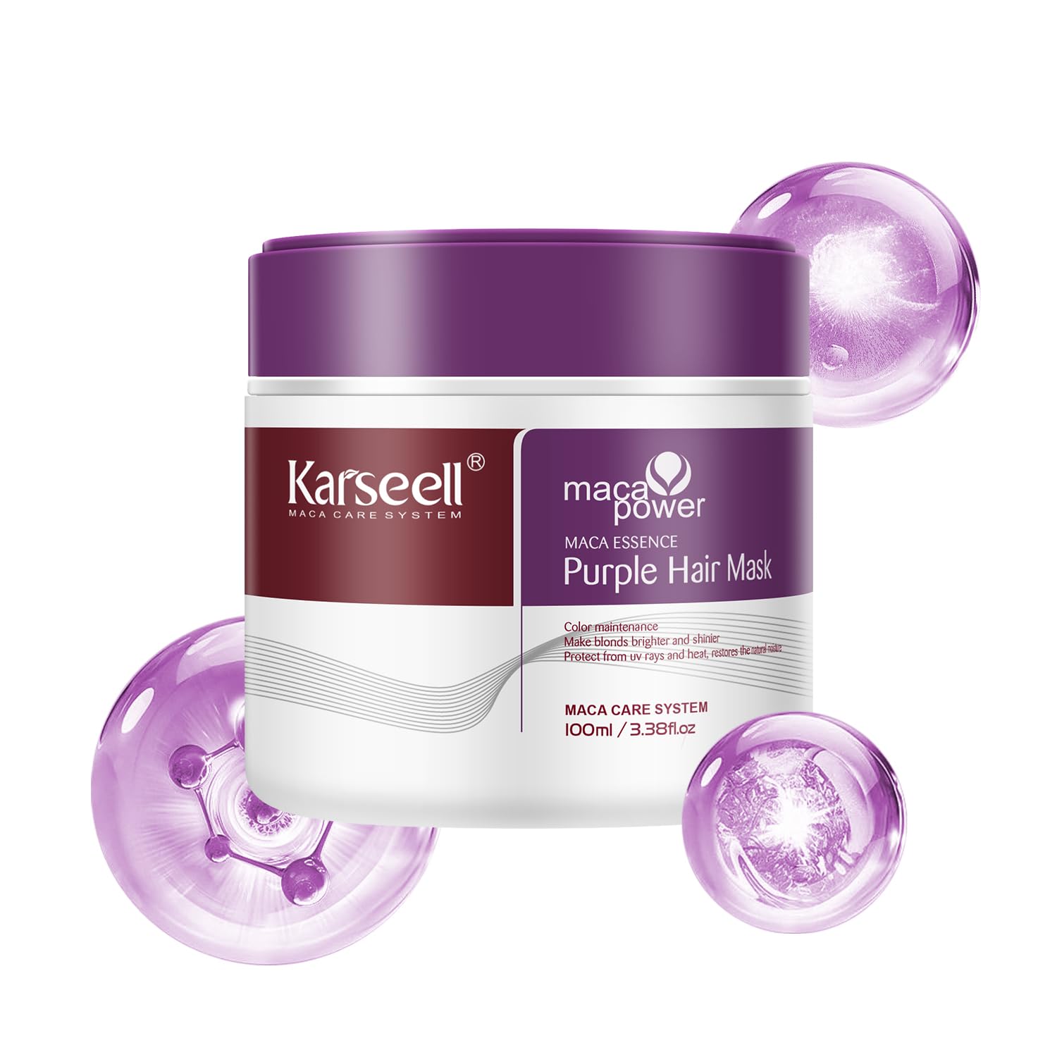 Detalle de Karseell Purple Haarmaske 100 ml – violett für Blond-, Grauab Haar