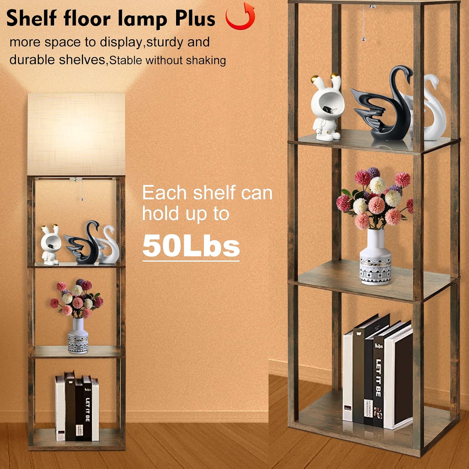 Detalle de RUNTOP Plus Floor Lamp with Shelves, 15W 3-Color LED and Memory Function
