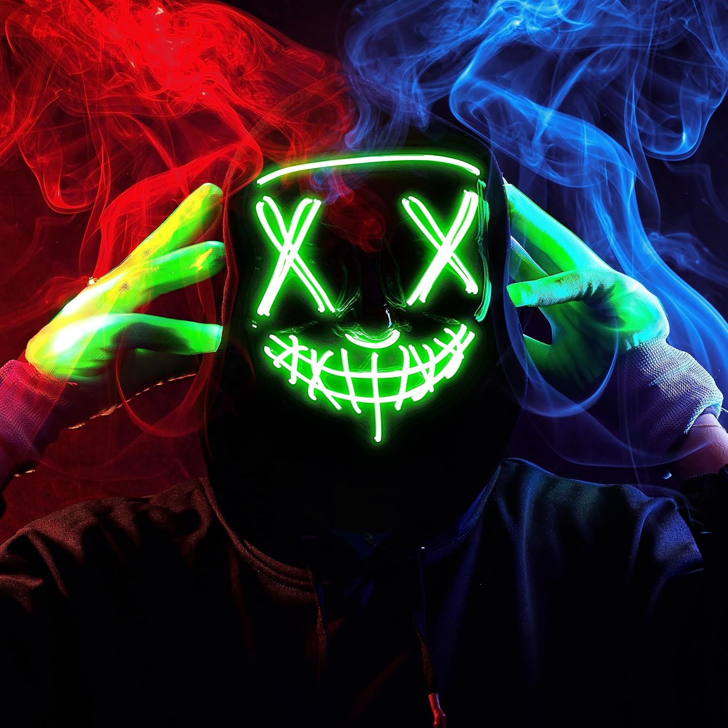 Thumbnail 4 de JOYIN Halloween LED Mask and Gloves, Green, 3 Flashing Modes
