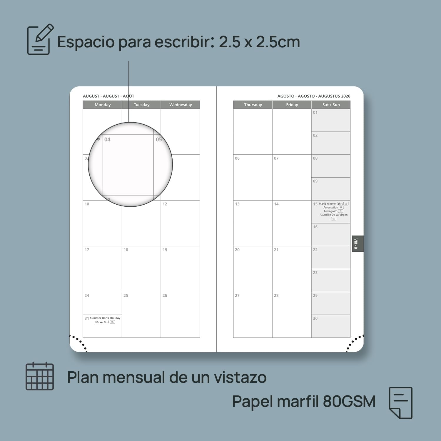 Detalle 2 de POPRUN Agenda 2026 Bolsillo 16,5 x 9 cm