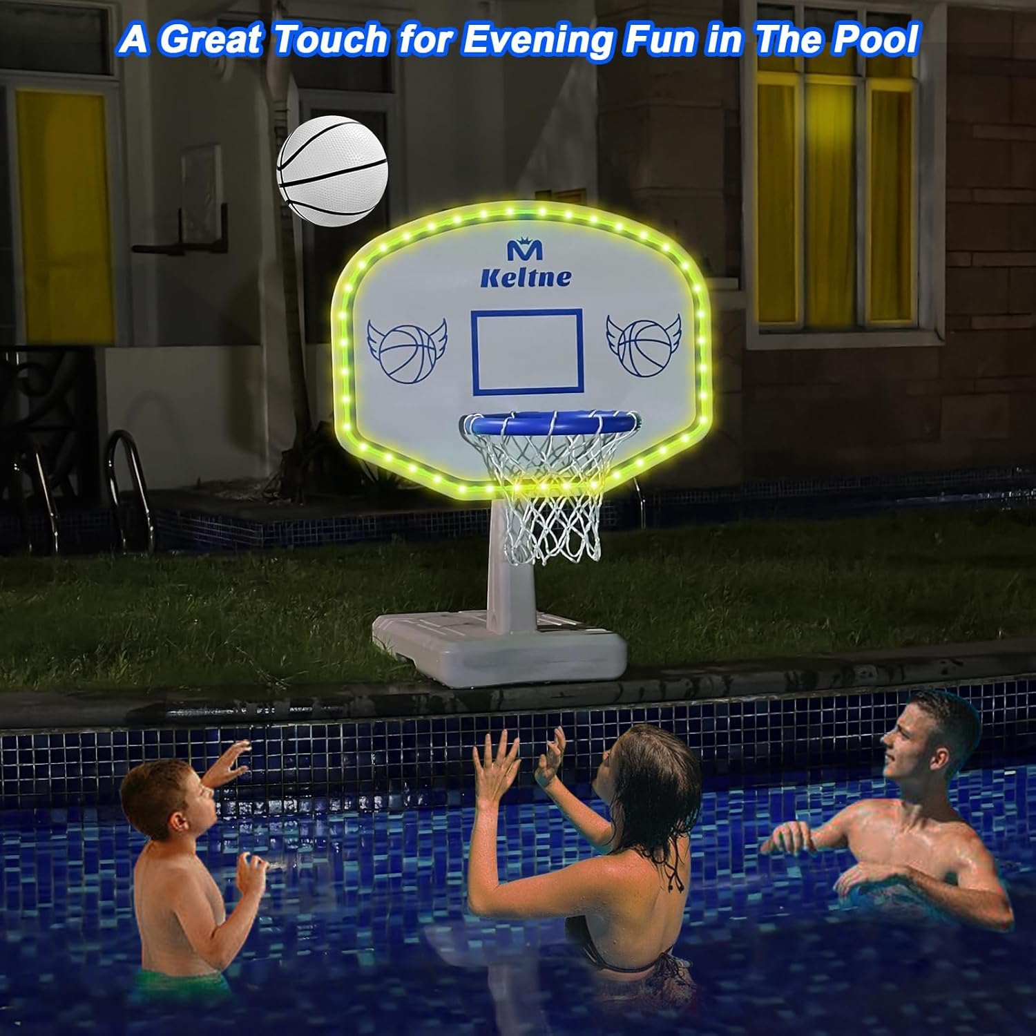 Thumbnail 6 de Dahivs LED Pool Basketball Hoop Poolside: Oversized, Solar-Powered Night Games