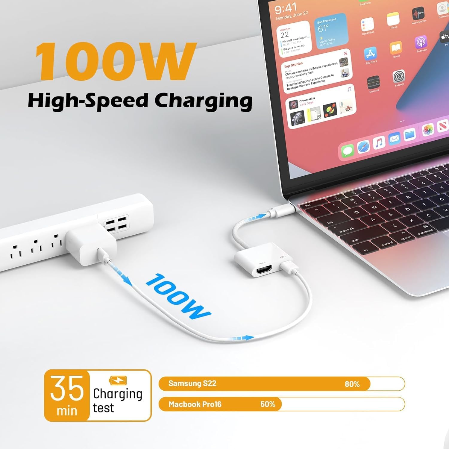Thumbnail 2 de USB C to HDMI Adapter (Type C to HDMI) 4K@30Hz – USB C Digital AV for Phone 15, Pad, MacBook Pro/Air, Samsung Galaxy S24, Huawei P40/P30