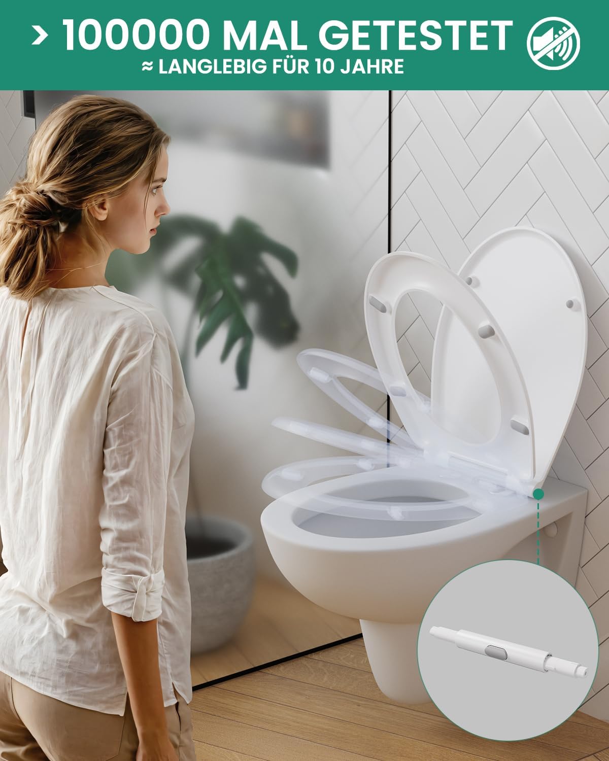 Thumbnail 1 de ANYCEE Toilettendeckel mit Absenkautomatik – antibakterieller Duroplast-WC-Sitz mit Quick-Release und 150 kg Belastbarkeit