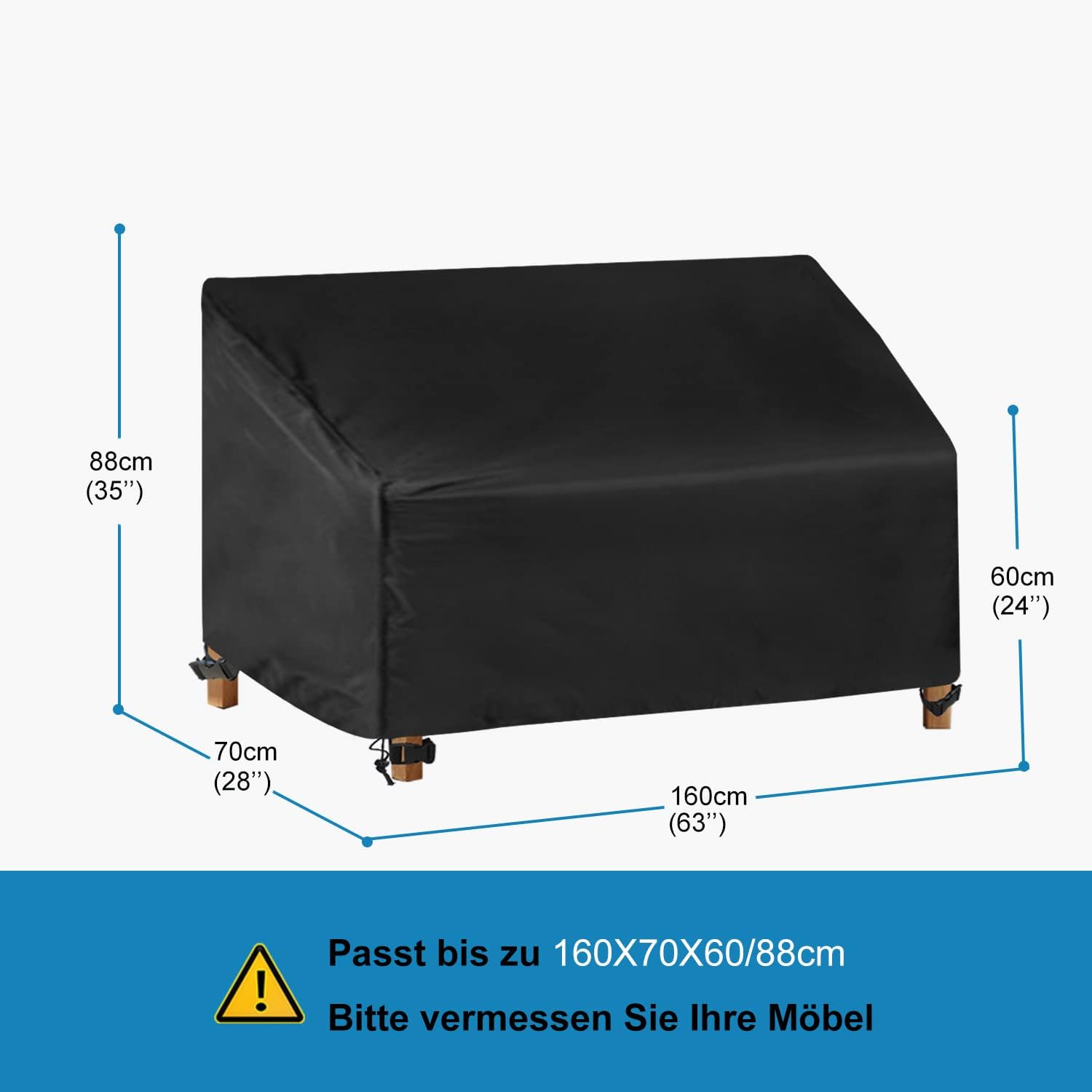 Detalle de AWNIC G160-2D beschermhoes voor tuinbank, waterdicht 210D polyester, 3-zits