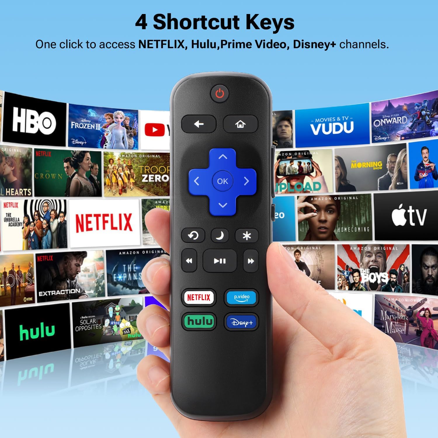 Thumbnail 2 de For Roku TV Remote Control Replacement (Compatible with TCL/Hisense/Onn/Insignia/Sharp/Roku TVs)