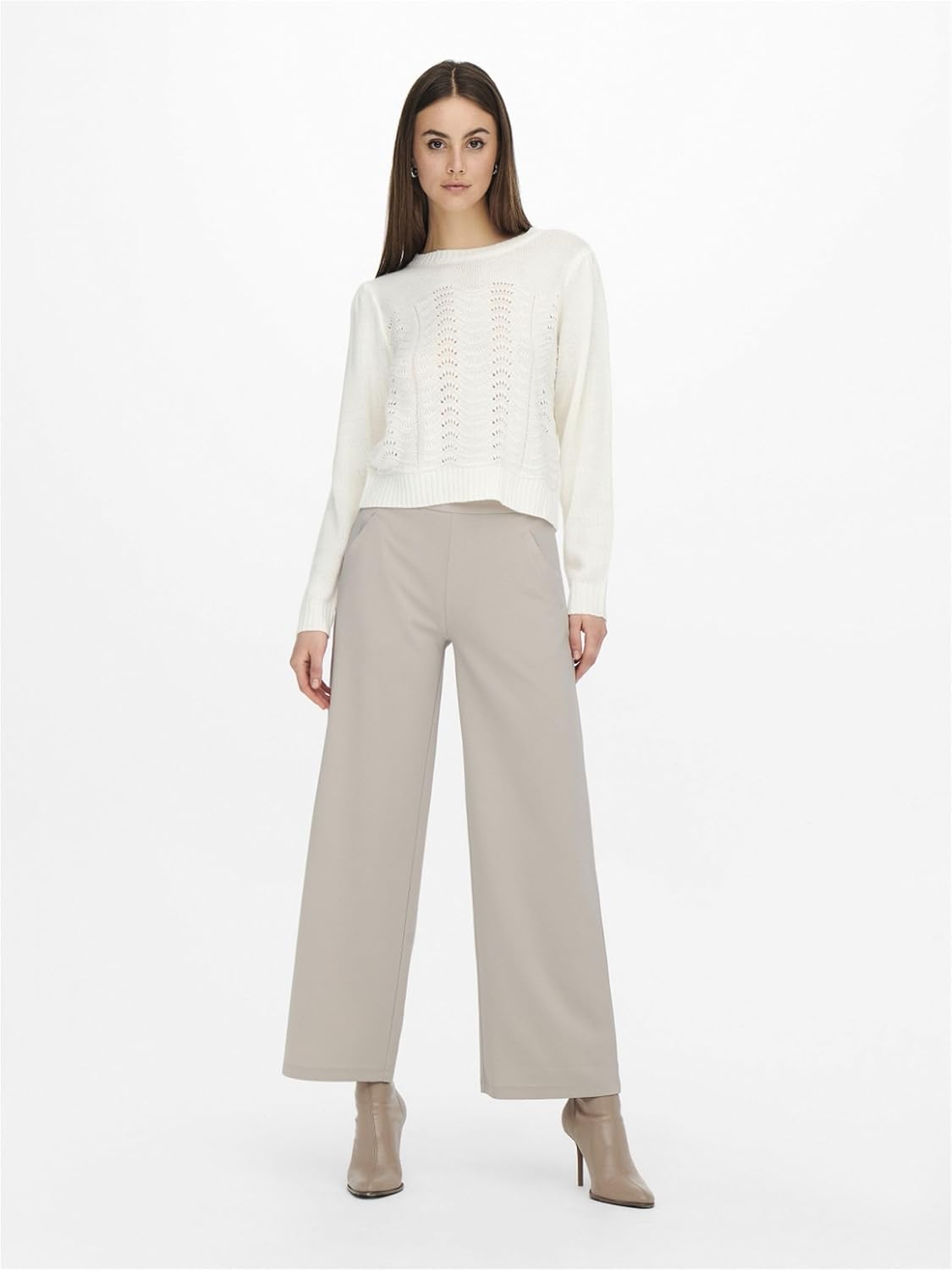 Detalle de JDY Damen Hose mit Weitem Bein und Elastischer Taille – Regulärer Schnitt, vielseitig kombinierbar