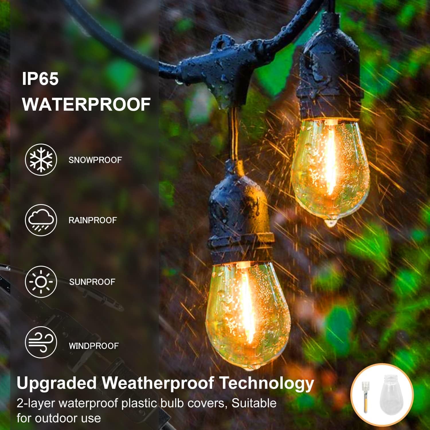 Thumbnail 3 de ZOTOYI 150FT S14 Outdoor String Lights: Weatherproof Festoon Lighting for Gardens and Events