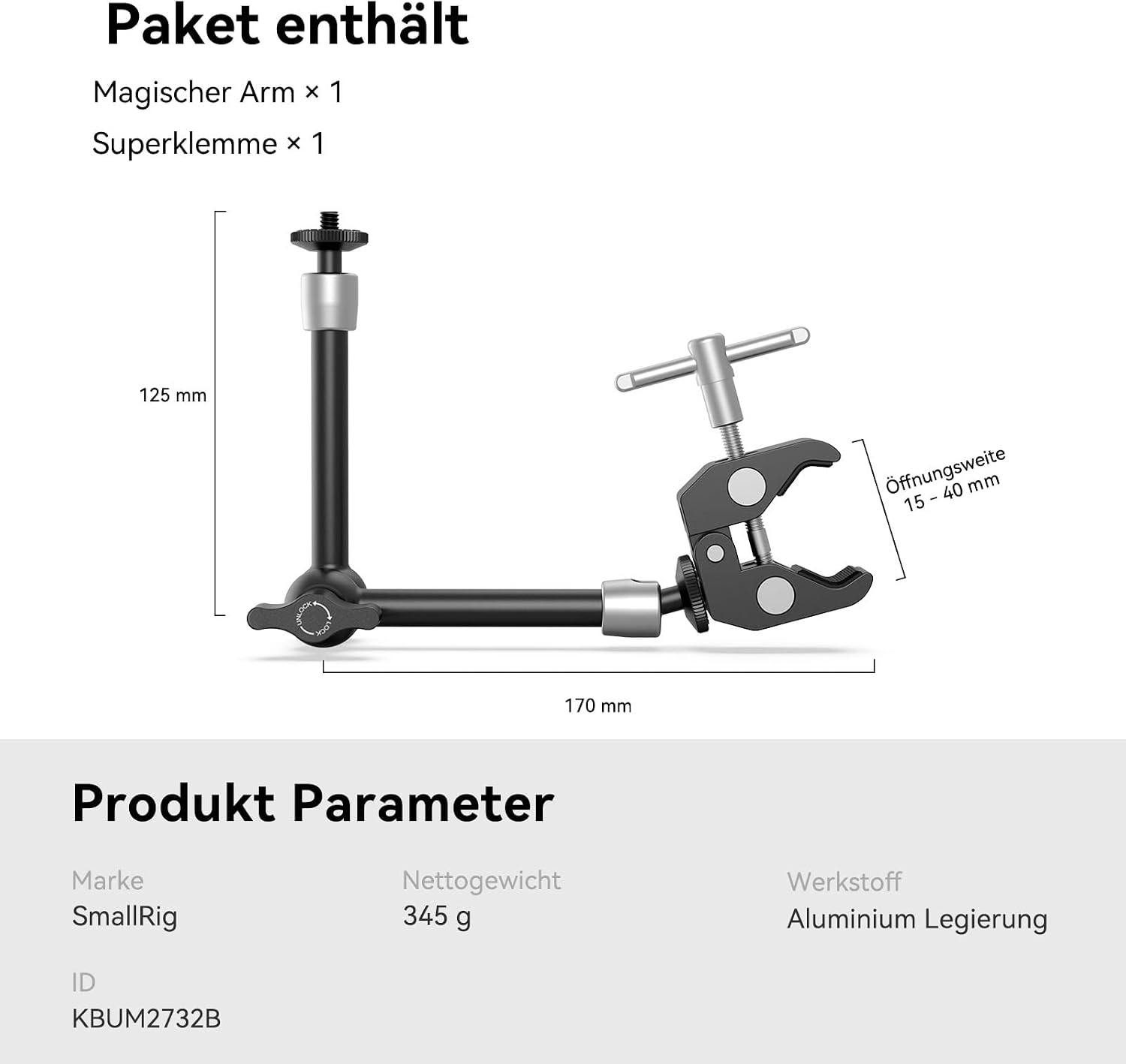 Thumbnail 5 de SMALLRIG 10" Magic Arm mit Super Clamp für Monitor
