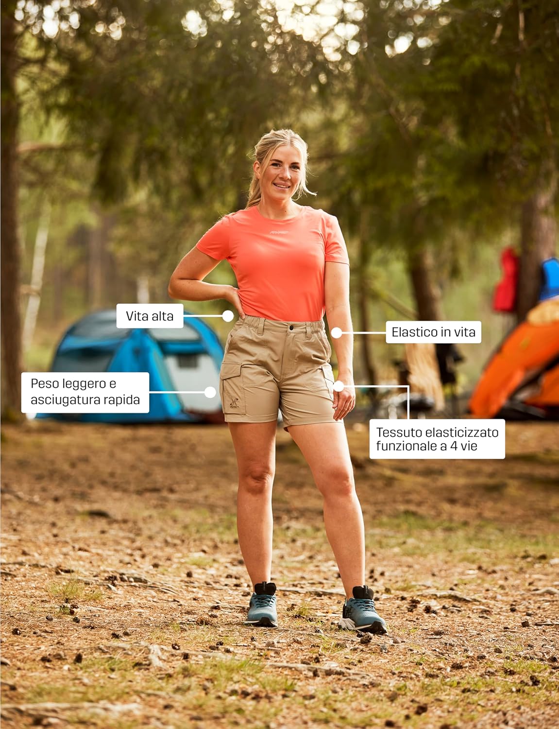 Thumbnail 6 de RevolutionRace Adventure Cargo Stretch Shorts da donna: bermuda trekking leggere con tasche