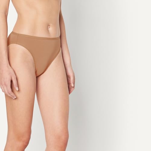 Detalle 2 de Amazon Essentials Slip Bikini a Taglio Alto in Cotone Elasticizzato Donna – Confezione da 10, Bronzo Lavato, Taglia 48