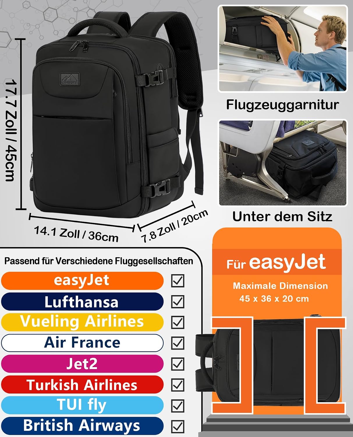 Detalle 2 de LYNXCHER Travel Rucksack 30L 45x36x20